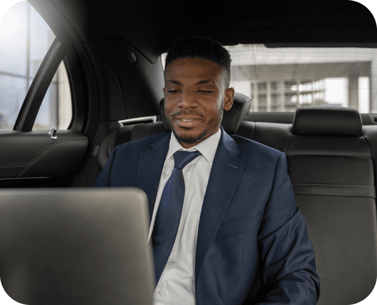 Professional businessman in car