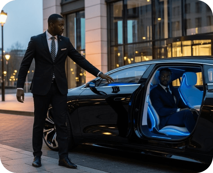 Chauffeur opening car door