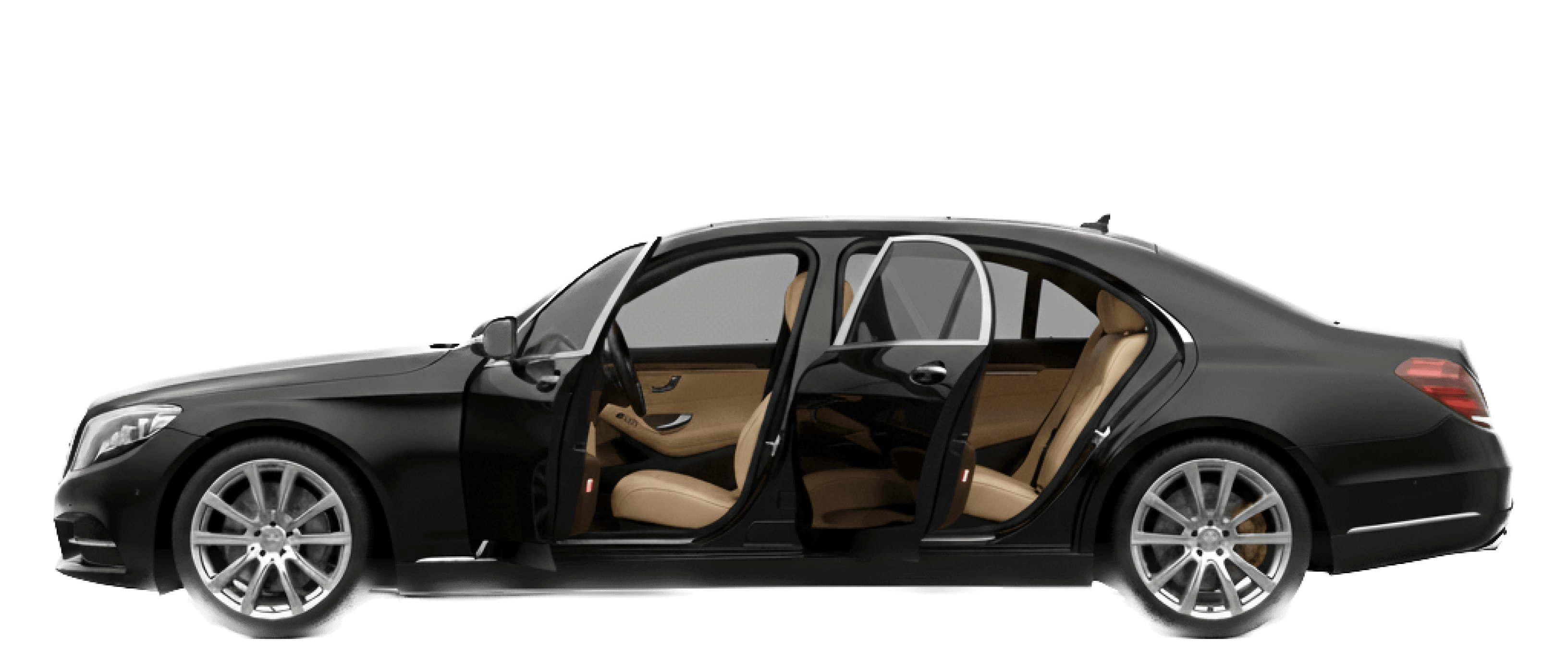 Luxury car with open doors showing premium interior